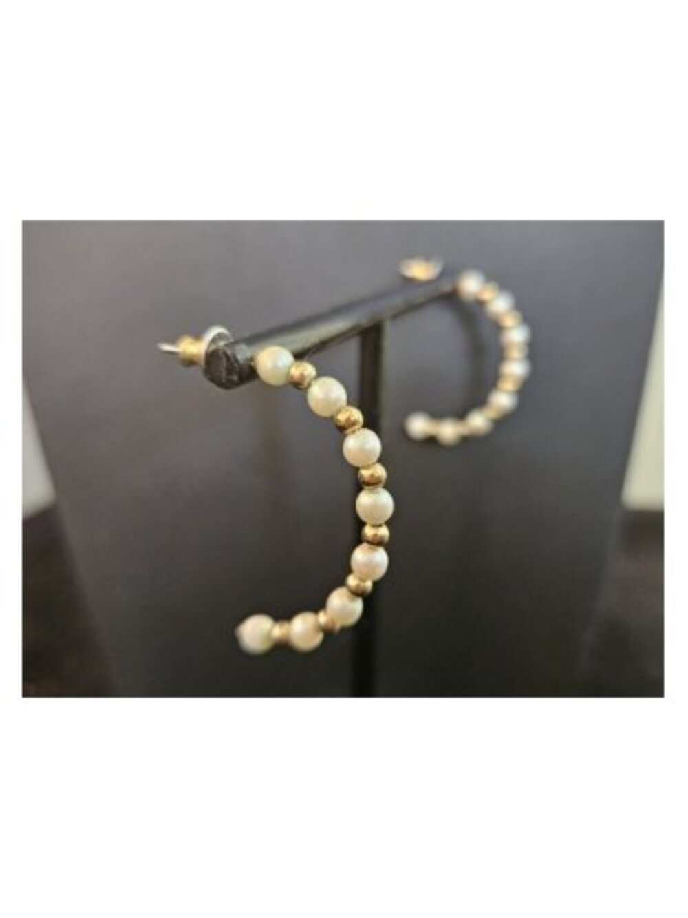 Pearl and Gold Half Hoop Earrings